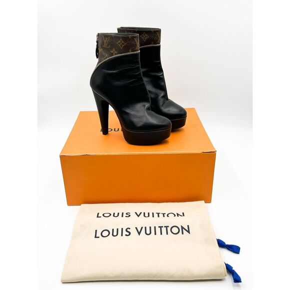 Louis Vuitton LV Monogram Afterglow Platform Leather Boots EU 37 US 7 - Picture 1 of 16